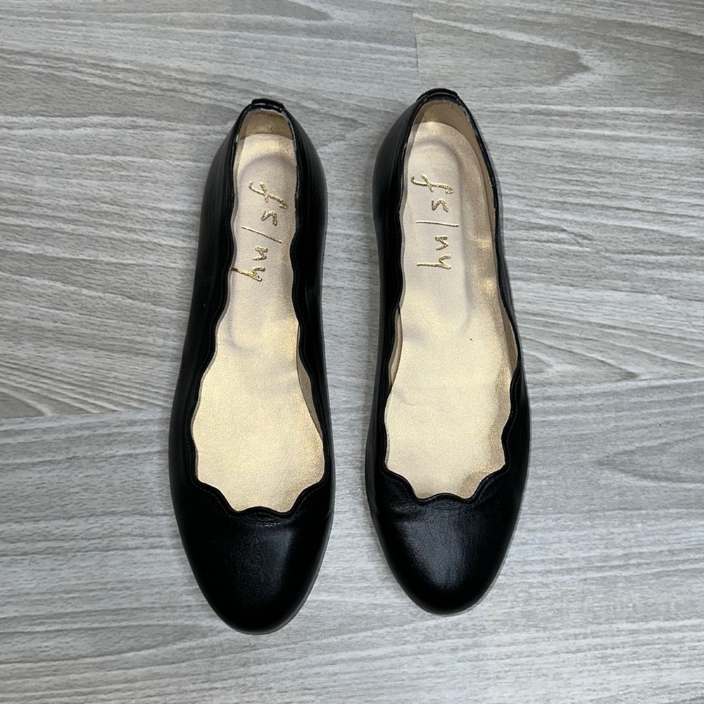 French Sole Black Leather Flats Timeless Design